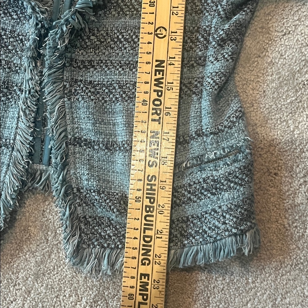 Nic + Zoe Tweed Striped Cotton Open Front Blazer Coat Jacket Blue Small - Picture 8 of 9
